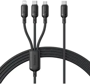USB-A 3-in-1 Charging Cable Baseus Rapid Series 100W 1.5m Black