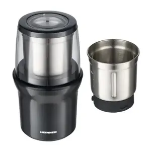 Кофемолка Blade Heinner HCG-200DGIX2 — 200 Вт, вместимость 70 г, лезвия из нержавеющей стали, 2 съёмные стальные чаши