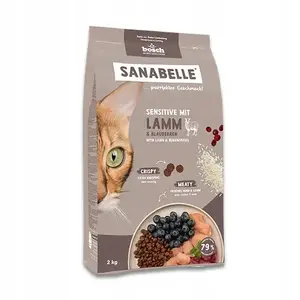 Сухой корм для кошек Bosch Sanabelle Life Sensitive — ягнёнок и черника, 8 кг, для взрослых, без злаков, 31% белка