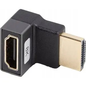 Adapter LANBERG HDMI female to HDMI female 8K angled upward aluminum silver