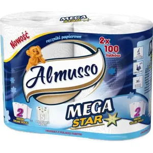 Papīra dvielis Almusso Mega 2 slāņu, komplekts ar 2 ruļļiem