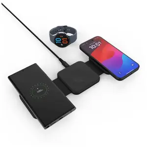 Беспроводное складное зарядное устройство FIXED FIXFLE-SA-BK 3‑в‑1 для Samsung — компактная портативная зарядка для телефона, наушников и гаджетов