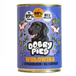Влажный корм для собак Dobry Pies Говядина с топинамбуром и розмарином 400г