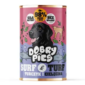 Влажный корм для собак Dobry Pies Surf & Turf Тунец и телятина 400г