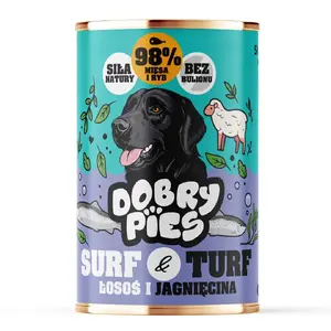 Влажный корм для собак Dobry Pies Surf & Turf Лосось и ягненок 400г