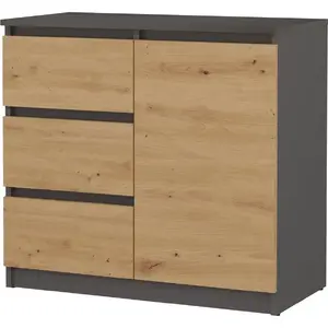 Комод top e shop Topeshop 1D3S 80×40×75 см, антрацит дуб artisan матовый