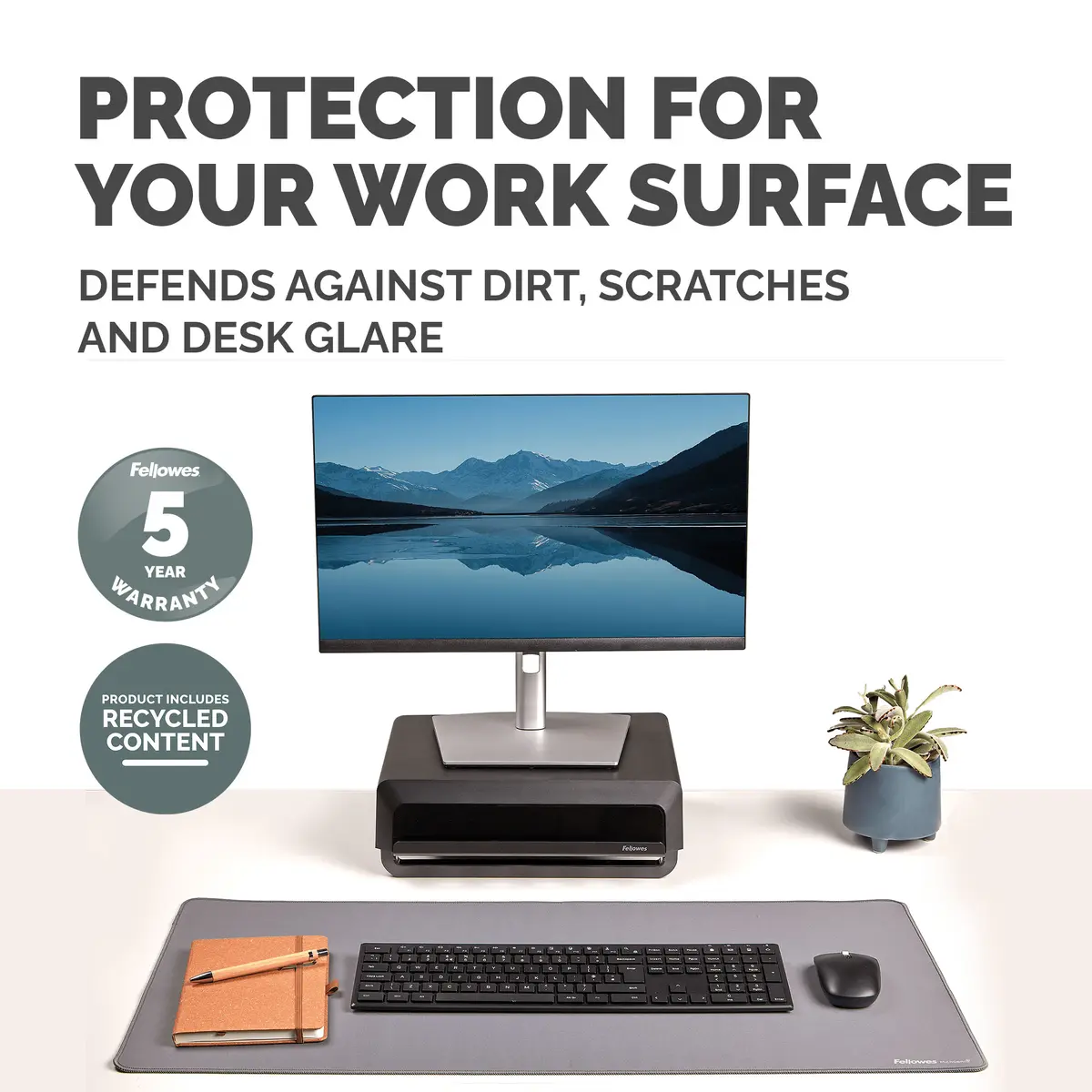 Fellowes Breyta Desk Mat - Grey 80x40 cm Photo 7