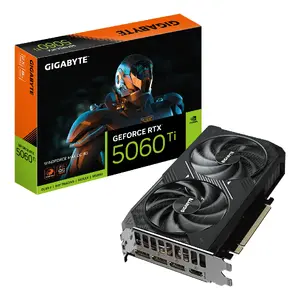 Видеокарта GIGABYTE GeForce RTX 5060 Ti WINDFORCE MAX OC 8 ГБ GDDR7, 128‑бит, PCIe 5.0, 2617 МГц