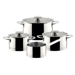 Cookware set Berndes MILLESIMA EDITION 100 — 4 stainless steel pots with glass lids: 16, 20, 24 cm and 16 cm saucepan