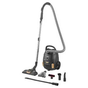 Putekļsūcējs SENCOR SVC8310BK — ar maisu, ECO 800W motors, HEPA H13, sintētiskais maisiņš 3 L, 68 dB, teleskopiskā caurule 1,7 m