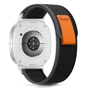 Nylon stripe watch strap Tech-Protect for Samsung Galaxy Watch8 40/44/46mm black/orange