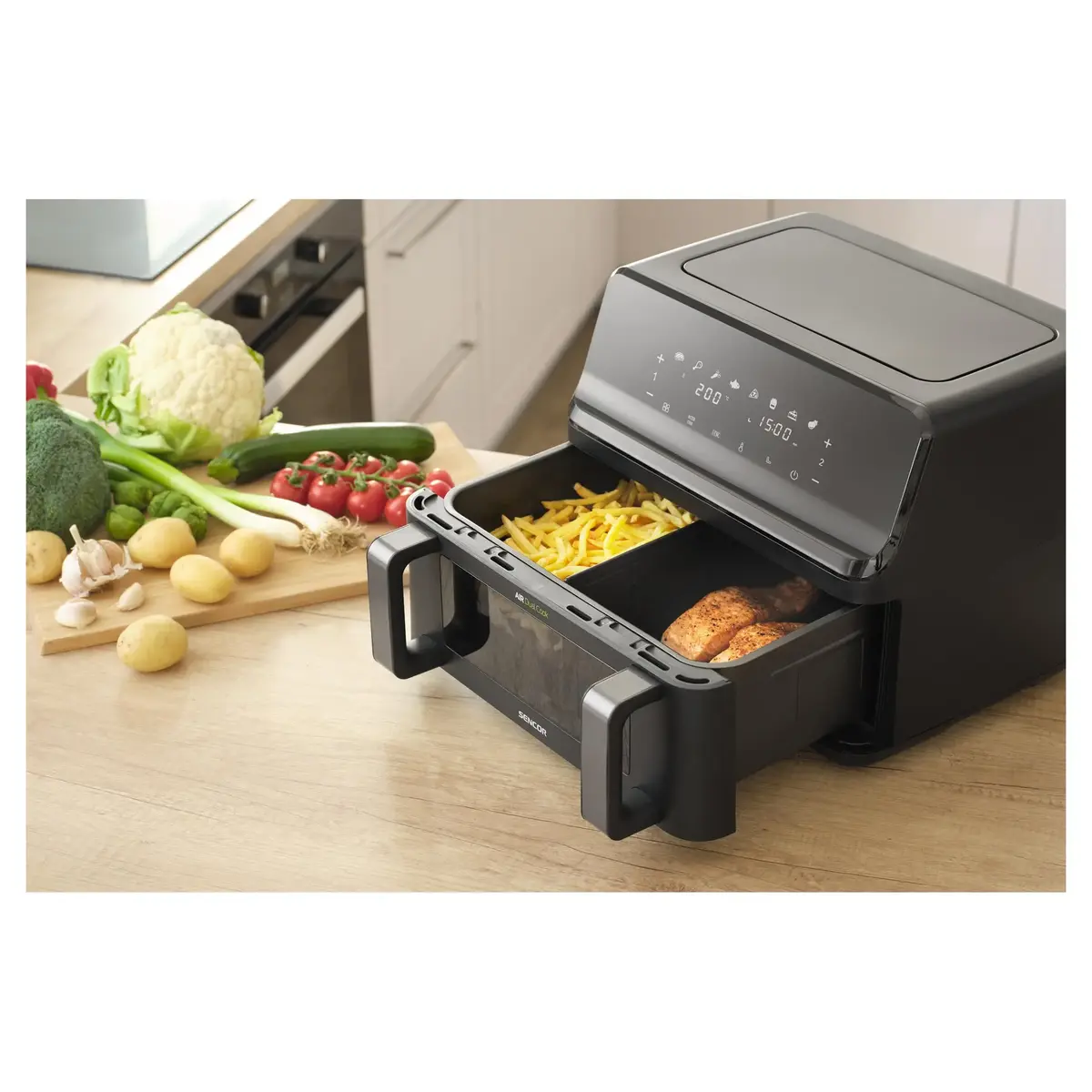SENCOR SFR9650BK karstā gaisa fritiere ar diviem groziņiem Photo 5