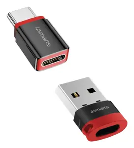 Interface adapter 4smarts 541615 — USB Type-A (host) to USB Type-C (output), black, straight male-to-female, pack of 2