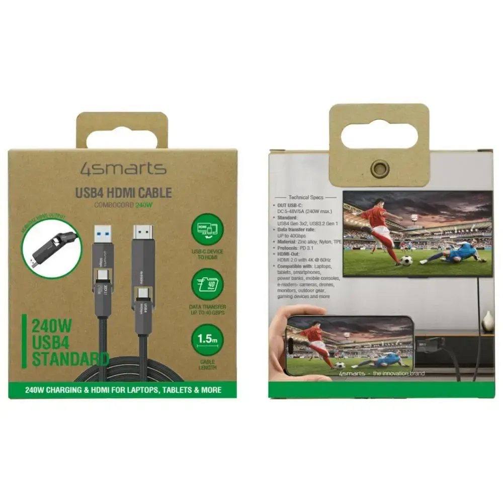 USB4 HDMI cable 4smarts ComboCord 240W 1.5 m Photo 3