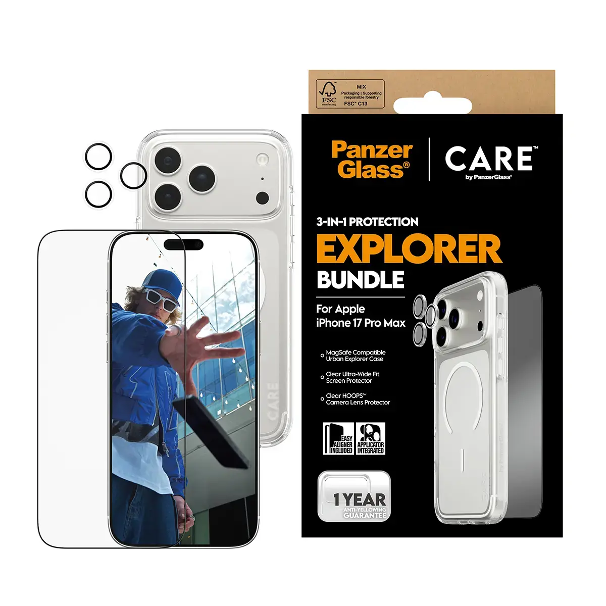 PanzerGlass CARE 3‑в‑1 набор для iPhone 17 Pro Max Photo 2