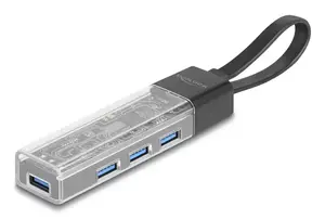 DELOCK USB 3.2 Gen 1 (3.1 Gen 1) 4-портовый хаб с Host Type-A + Type-C (5000 Mbit/с), черно-прозрачный