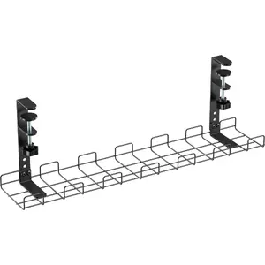 Cable management grid 60 cm InLine 23190G for table mounting with screw clamps, black