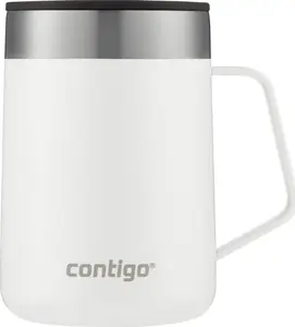 Termokrūze Contigo Streeterville 420 ml, balta — izolēta, pret noplūdēm