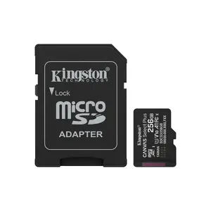 KINGSTON 256GB microSDXC Canvas Select Plus Gen3 150MB/s UHS-I Class 10 U1 V10 with adapter