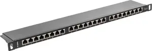Patch panel LANBERG 24-port 0.5U 19" Cat.6 FTP shielded, black