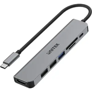 USB-C хаб Unitek 7in1 Aluminium PD 100W 5 Gbps — мультипортовый адаптер с Power Delivery