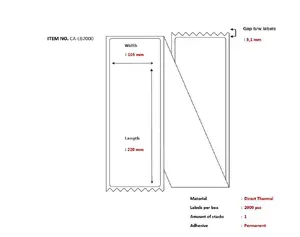 Capture CA-LB7000 Direct Thermal Fanfold Printer Labels White 10.5 x 22 cm