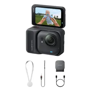 Action sports camera Insta360 GO Ultra Standard Black — 4K Ultra HD 3840×2880, 1/1.28" sensor, 240 fps, Wi‑Fi, built-in display, MicroSD, 52.9 g