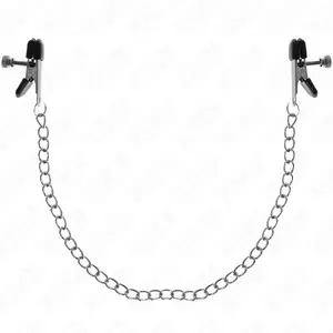 Зажимы для сосков KINK NIPPLE GRIP FLAT CHAIN SILVER 34 см — металлические регулируемые зажимы с плоской цепочкой