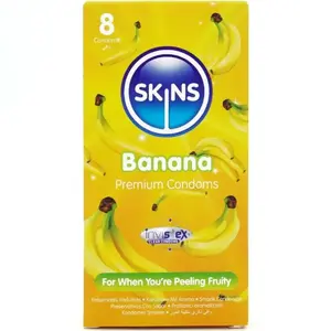 Condoms SKINS BANANA PREMIUM PACK 8 Latex flavored banana, 8 pieces