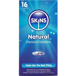 Condoms SKINS NATURAL PREMIUM PACK 16 - SKINS D-244407, pack of 16 natural condoms