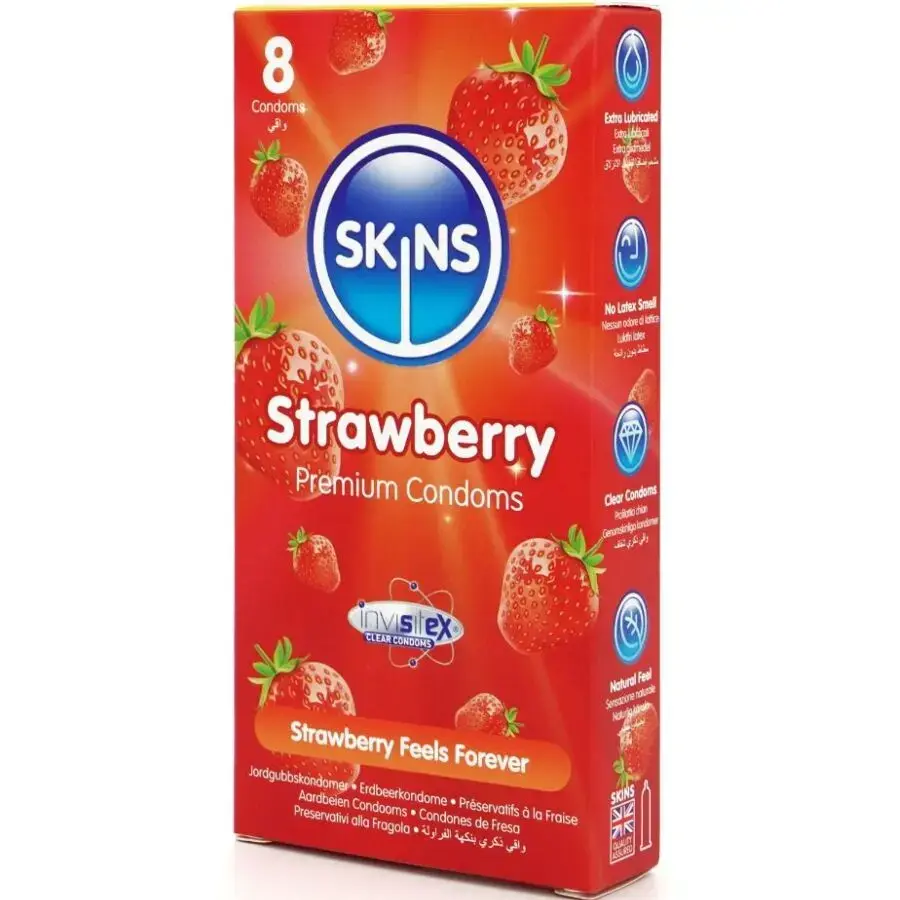 Презервативы SKINS Strawberry Premium Pack 8 шт. Photo 2