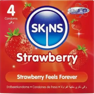 Презервативы SKINS Strawberry Premium Pack 4 — ароматизированные латексные, 4 шт.