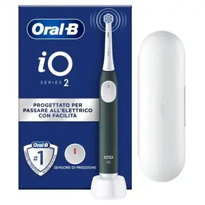 Electric vibrating adult toothbrush Oral-B iO2 — built-in battery, Daily Care/Sensitive/Super Sensitive modes, integrated timer, green/white