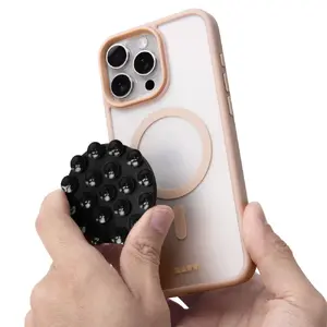 LAUT MAGADD magnetic silicone phone sticker pad – Black, MagSafe compatible suction mount