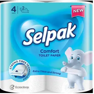 Туалетная бумага SELPAK 2 слоя 18 м (150 листов) — упаковка 4 рулона