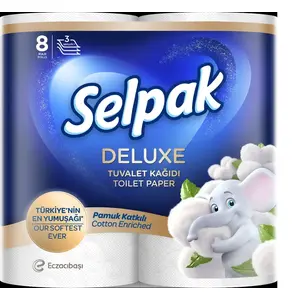 Tualetes papīrs SELPAK Deluxe Cotton 3 slāņi, 130 lapas uz ruļļa