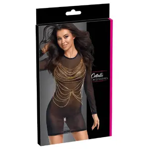 Body chain cottelli collection 24505506001 — gold plated body jewelry, adjustable fit