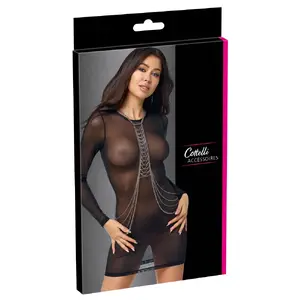 Body chain cottelli collection 24505776001 silver – adjustable metal body harness