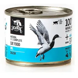Wet cat food 3coty Duck 180 g — complete grain-free canned wet food for adult cats, protein 15%, fat 10%, moisture 72.8%