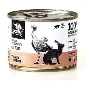 Mitrs kaķu barība 3coty 26 Turcija un trusis — 180 g kanna, pieaugušiem, bez graudiem, bez glutēna, alerģiskiem kaķiem
