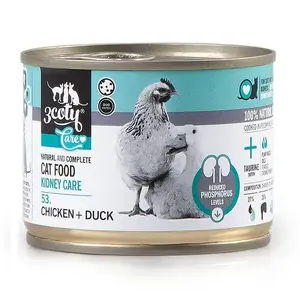 Wet cat food 3coty 53 Chicken Duck Kidney Care 180 g can, complete adult diet, protein 17%, fat 7%, moisture 68%