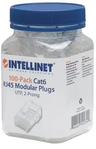 RJ45 разъем INTELLINET Cat6 комплект 100 шт — модульный сетевой коннектор для кабеля Cat6