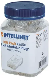 UTP RJ45 разъем Cat5e INTELLINET 790055 для многожильного кабеля, упаковка 100 шт.