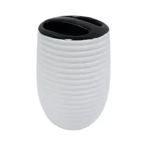 Toothbrush holder BESK Ceramic White – Model 9136683, ceramic countertop accessory