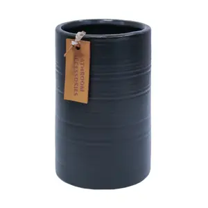 Bathroom glass tumbler BESK 9136591, universal holder, black ceramic finish