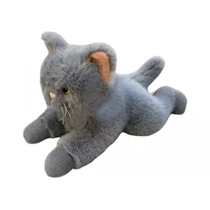 Plush cat toy Madej 010788 lying down, 45 cm, gray