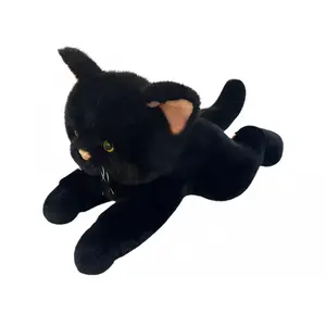 Plush toy cat Madej 55 cm — lying down pose, black