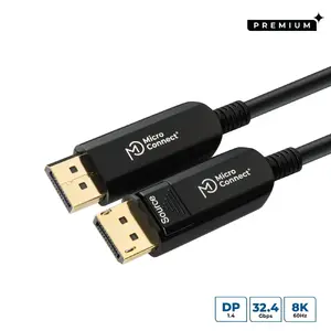 MicroConnect DisplayPort 1.4 Cable DP-MMG-4000V1.4OP 40 m Optical Fibre Male to Male Black 7680 x 4320