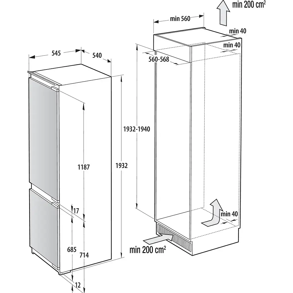Встраиваемый холодильник Gorenje NRKI519E82WF Photo 2