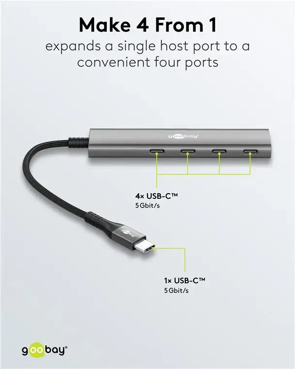 USB‑C 4 porta hubs GOOBAY 76564 Slim Photo 5